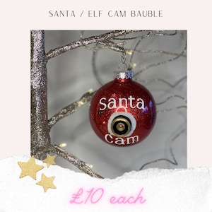 Santa Cam Christmas Red Glitter Bauble