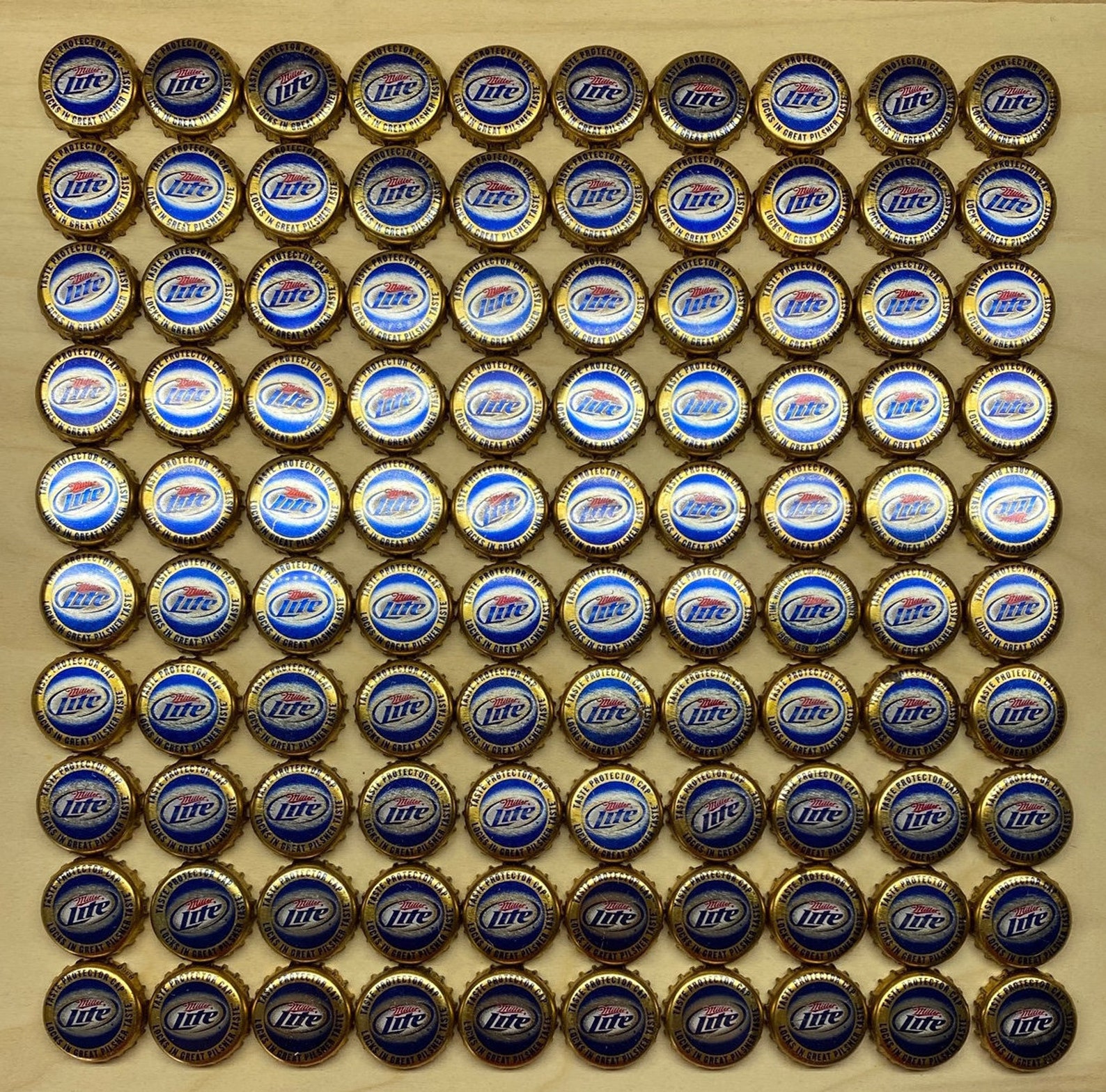 100 Miller Lite Gold Bottle Caps Lids No Dents Craft Etsy