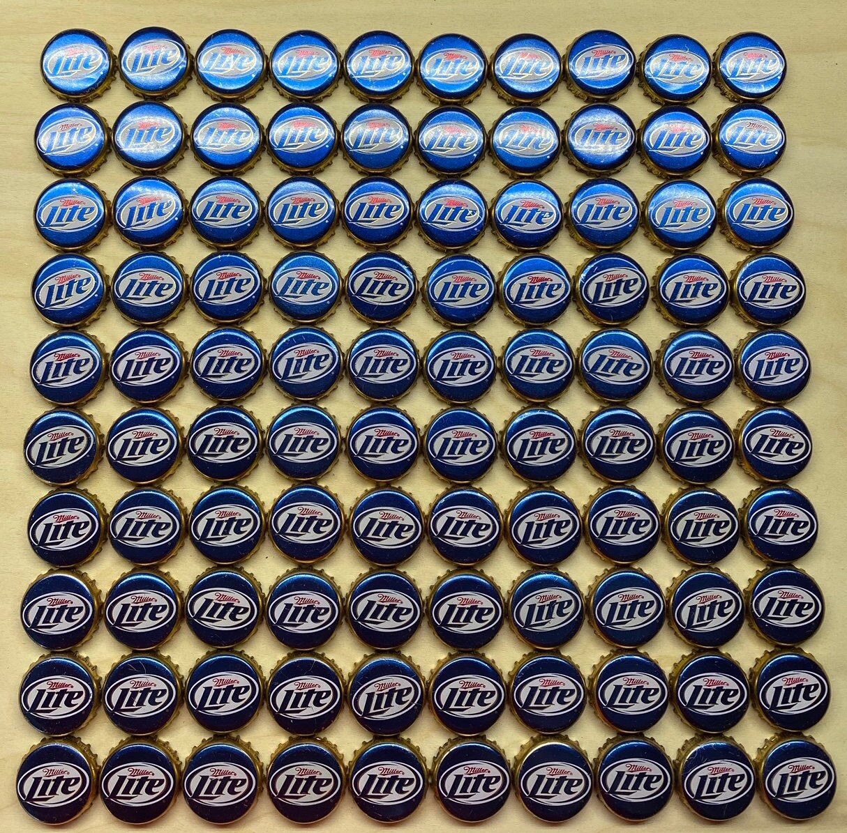 100 Miller Lite Blue Bottle Caps Lids No Dents Craft Etsy