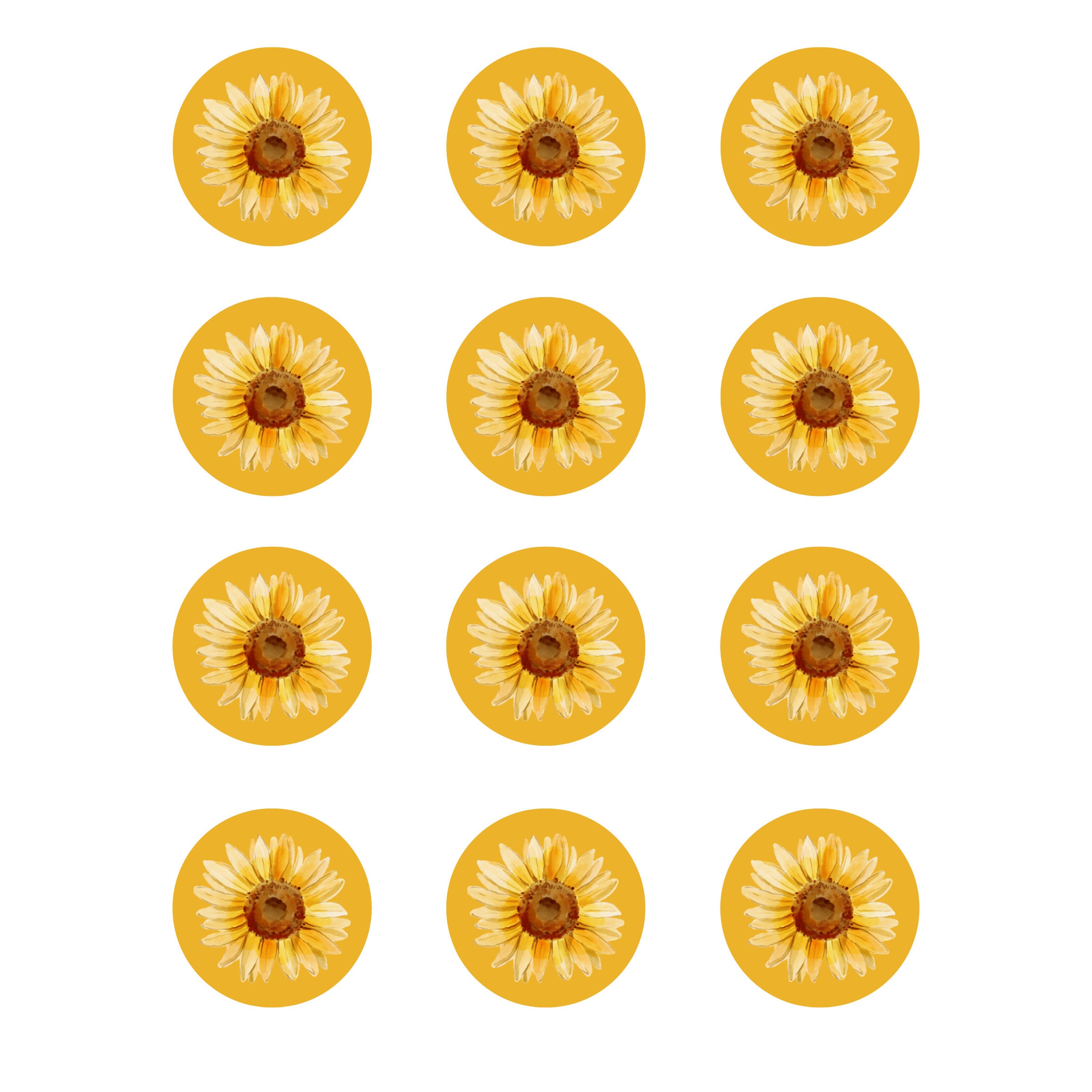 Cute Sunflower Cupcake Toppers Sunflower Themed Baby Shower Etsy