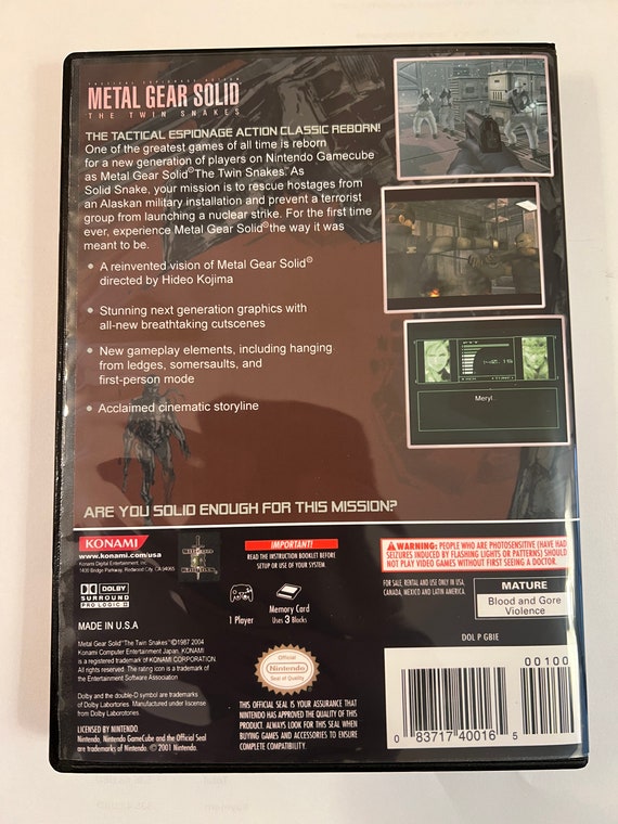 Metal Gear Solid Twin Snakes - Replacement Case - No Game - Etsy