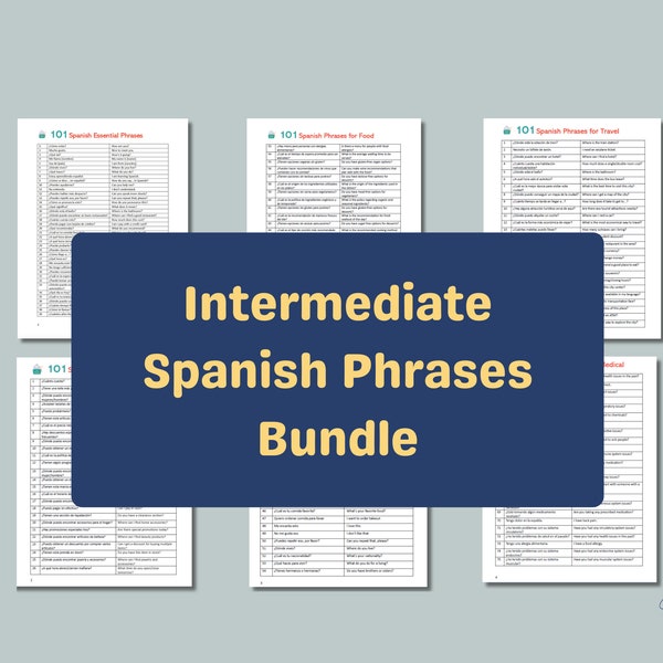 Spanish 650+ Phrases Bundle | Intermediate Level | Learn Spanish Worksheet | Teaching material for bilingual Kids and Beginner