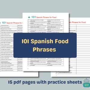 101 Spanish Food Phrases: Bilingual Worksheet (PDF Download)