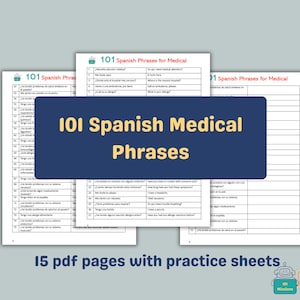 Spanish Medical Phrases | Common phrases and vocabulary for nurses and doctors | bilingual worksheet