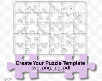 30-Piece Blank Puzzle Template (png, svg, pdf, jpg) – DIY Jigsaw Clipart