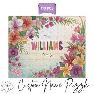 Custom Family Name Floral Puzzle: 110-Piece Personalized Jigsaw