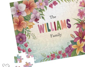 Custom Family Name Floral Puzzle: 110-Piece Personalized Jigsaw