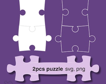 2 Piece Jigsaw Puzzle SVG & PNG, White and Transparent Puzzle Clipart