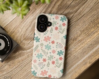 Cottagecore Floral Puzzle iPhone Case: Tough Protective Cover