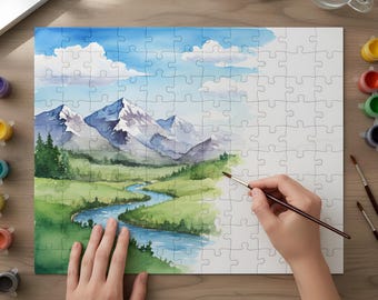 DIY Blank Jigsaw Puzzle: Coral Cream Gradient Art Surface