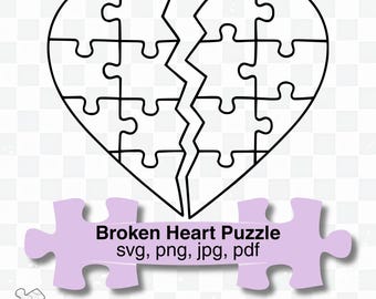 Broken Heart Puzzle: Heartbreak SVG PNG Digital Download