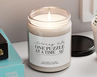 Scented Soy Candle: Puzzle Lover Gift - Cozy Home Decor