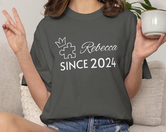Custom Puzzle Queen Since Shirt: Personalized Name and Year Comfort Colors Tee