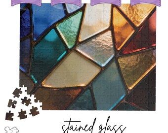 Stained Glass Style Jigsaw Puzzle Colorful Mosaic Art Puzzle Portrait & Landscape for Adults