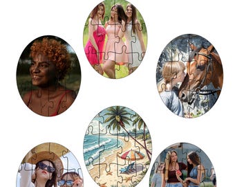 DIY Puzzle Night Game | Insert Your Own Photo | Printable Oval Puzzle Template