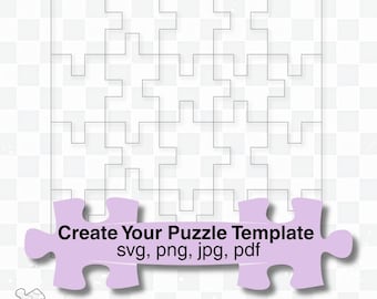 20-Piece Easy Cut Blank Jigsaw Puzzle Template, DIY Craft Clipart (svg, png, pdf, jpg)