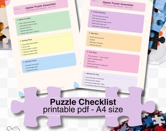 Jigsaw Puzzle Assembler Checklist | Organizer, Puzzle Solving Tracker (A4 PDF Download)