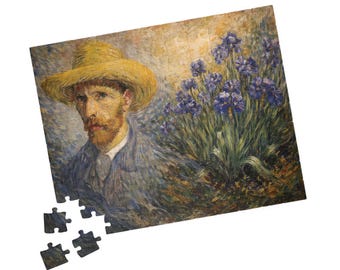 Van Gogh Irises Collage Jigsaw Puzzle | Post Impressionist Art, Vintage Style (110-1014 Pieces)