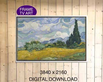 Van Gogh Cypresses: Samsung Frame TV Art, Impressionist Landscape (4K Digital Download)