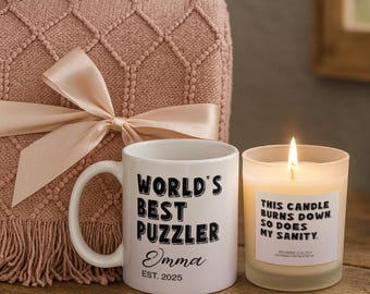 Custom Mug & Candle Gift Ready Set with Soft Blanket, Zero Sanity Cozy Home Set