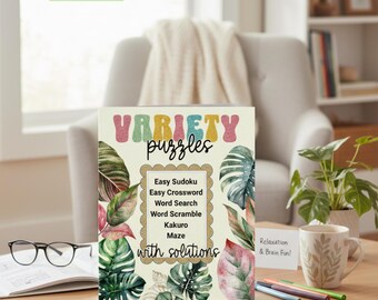 Printable Mixed Puzzle Book, Sudoku, Crossword, Word Search (PDF Download)