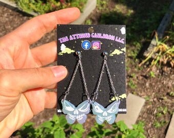 Skull Butterfly Wings Polymer Clay Earrings / Statement Earrings / cottage core earrings