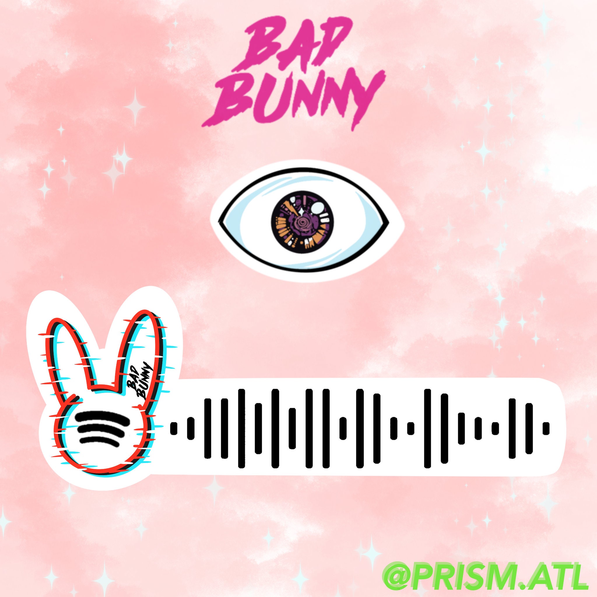 X100pre Bad Bunny Eye And Spotify Song Sticker Etsy