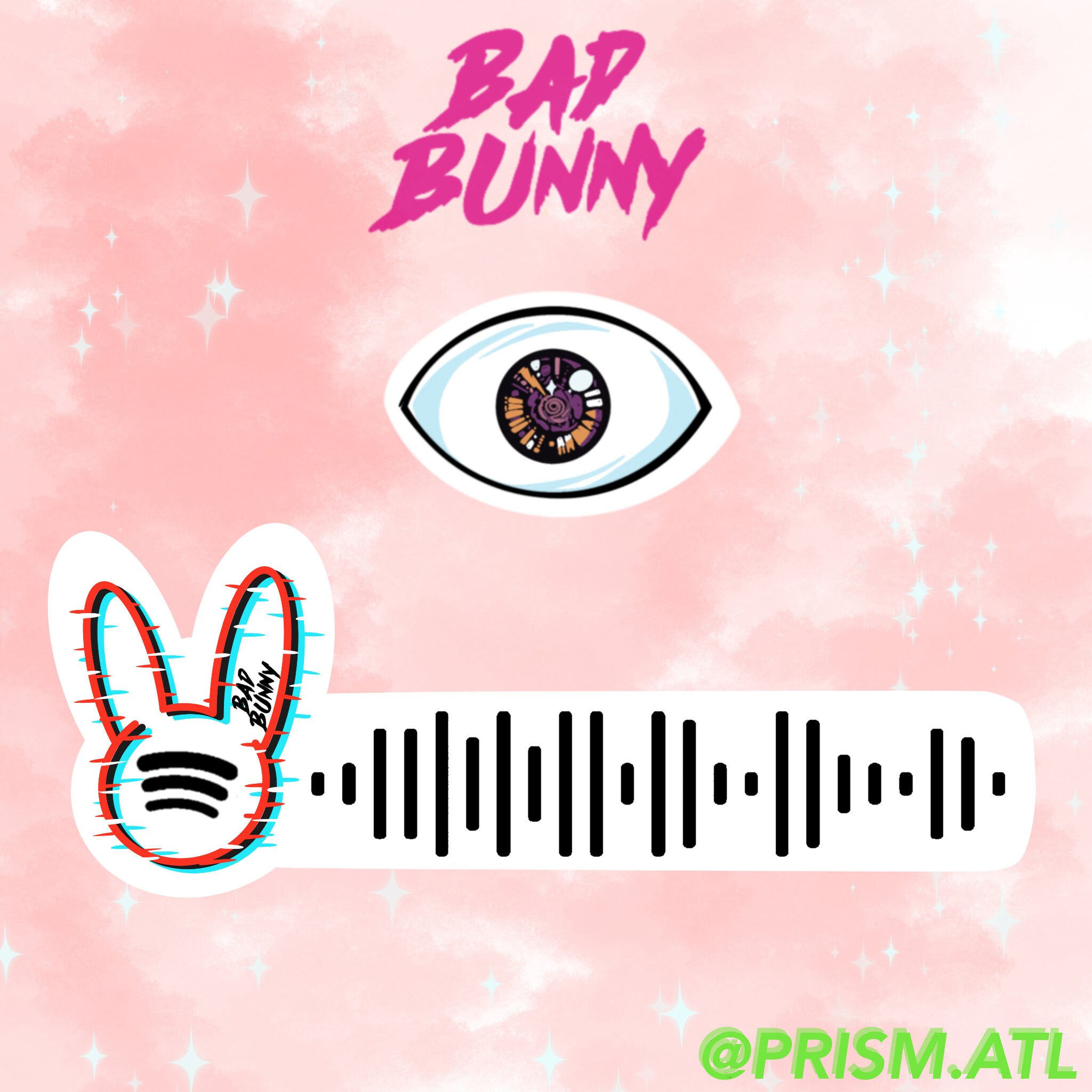 X100pre Bad Bunny Eye & Spotify Song Sticker Etsy