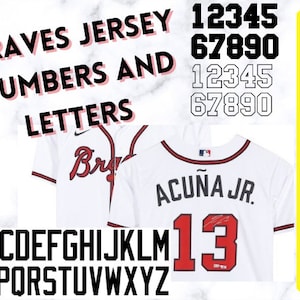 Braves Jersey Numbers and Letters Png Svg | Jersey Number SVG & PNG | Jersey Letters for Cricut Silhouette | Braves for Cricut Silhouette