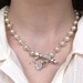 serene -handmade white chunky pearl choker with silver butterfly toggle clasp coquette style(?)