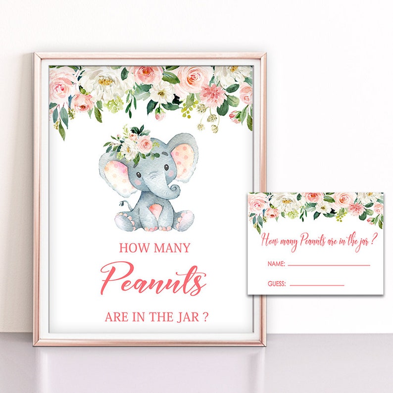 Elephant baby shower how many peanuts are in the jar game and Etsy España