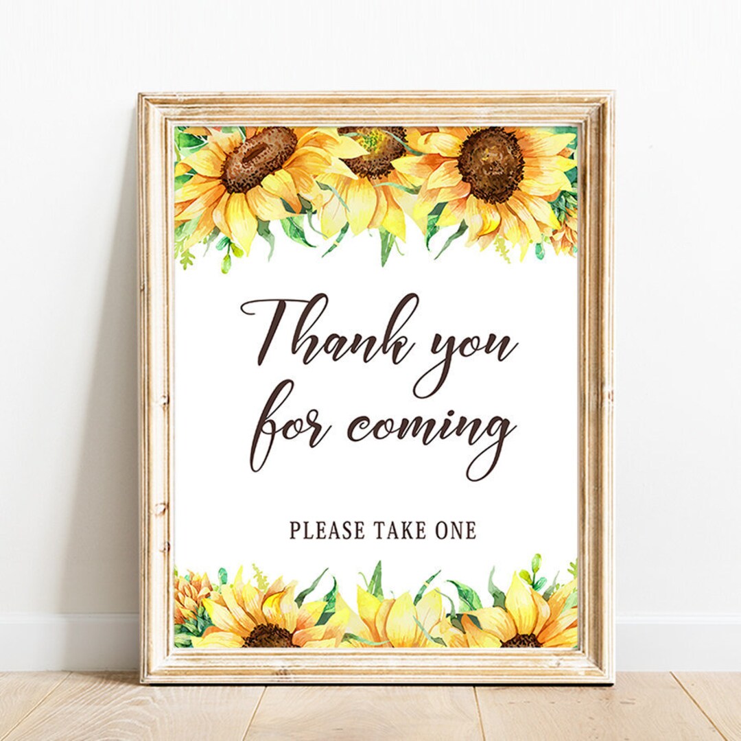 Sunflower Baby Shower Thank You Sign, Sunflower Bridal Shower Table