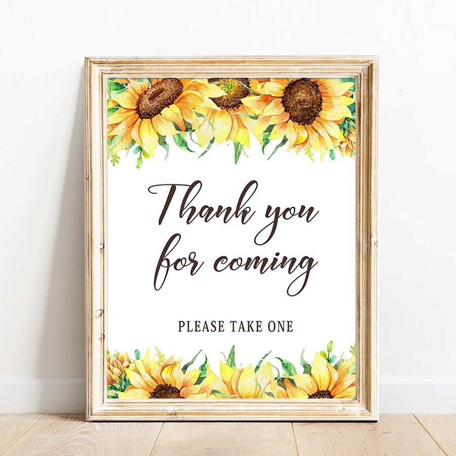 Sunflower Baby Shower Thank You Sign Sunflower Bridal Shower Etsy