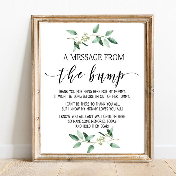 Message From the Bump Game Printable Greenery Baby Shower - Etsy Ireland
