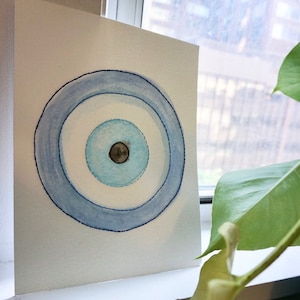 Hand-Stitched Nazar Evil Eye Watercolor