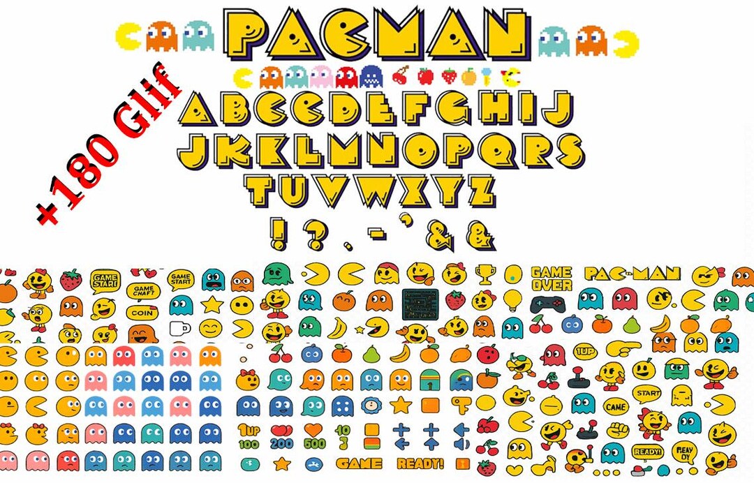 Pac-man Arcade Game Font PNG Cricut Layered Bundle - Etsy UK