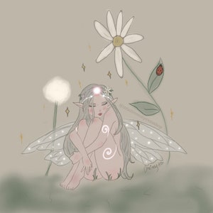 4”x4” solitude fairy art print, fairy art, faery art, fae art prints, art prints, ethereal art, cottage core art