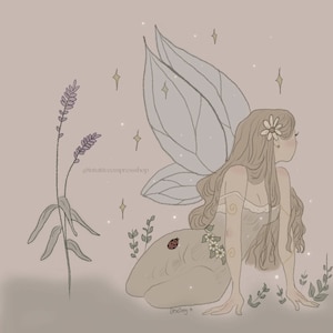 4”x4” Waiting fairy art print, fairy art, fae art, cottage core art, ethereal art, faery art, art prints