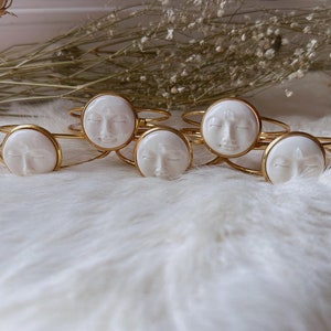 Bison bone Moon face moonstone bracelet (read description)