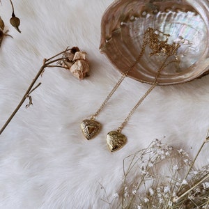 18k gold Heart locket necklace, vintage inspired jewelry, coquette jewelry