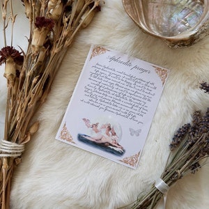 Aphrodite Altar Gebetskarte 4 “x5”, Aphrodite Karte, Aphrodite Altargebet, Aphrodite Ritual, Aphrodite Ritual