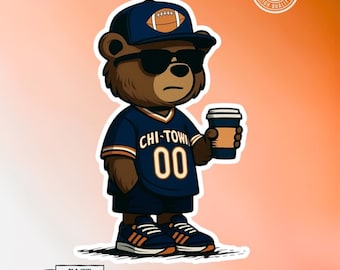 Pegatina de fútbol americano de Chicago, pegatina de aficionado de los Bears, calcomanía de vinilo de Chicago, regalo de fútbol fantasy, pegatina para parachoques de Chicago, pegatina de fútbol americano, Chicago