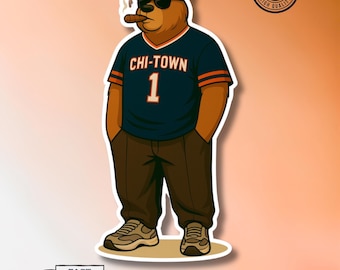 Pegatina de vinilo para aficionados de los Chicago Bears: Arte futbolístico de la Ciudad de los Vientos