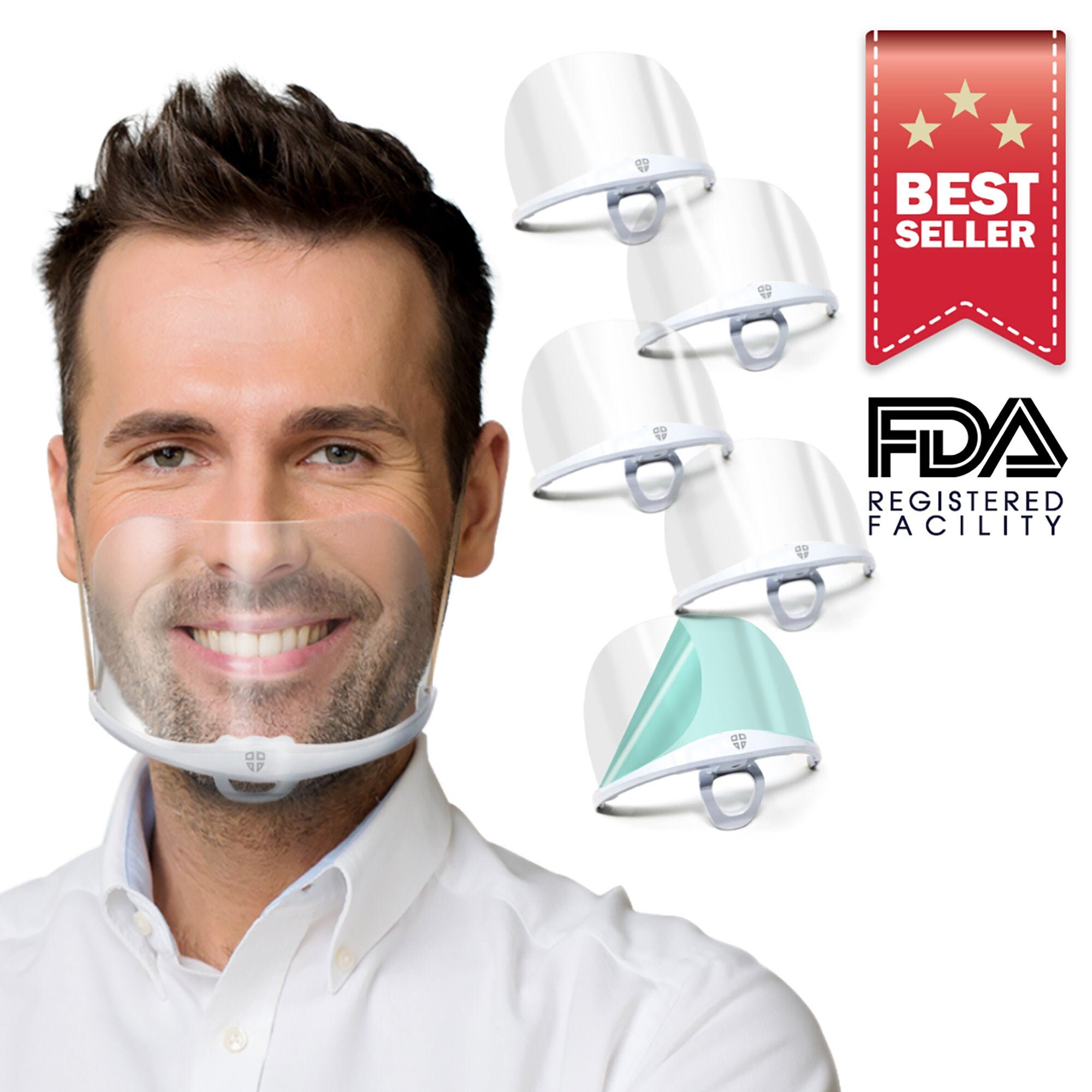 Clear Mask Face Shield Reusable 5 Set Cover Nose Clear Face Etsy