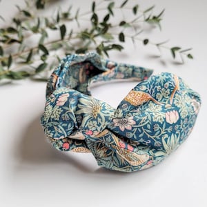 Liberty knot headband for woman ,strawberry thief fabric, Headband, William Morris ,Alice band, women hair accessory,gift for her,Hairband,