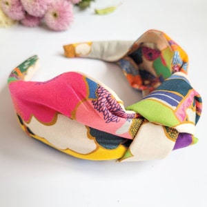 Knotted Liberty Fabric Headband: Tana Lawn Alice Band Wide headband Bright Hairband image 2