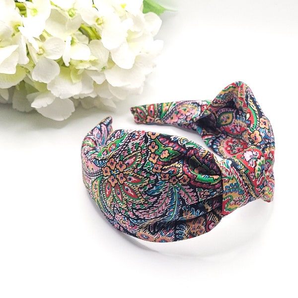 Paisley Flat knot headband, Turban, Handmade Alice band, Hairband, Designer headband ,Gift for women, hair accessory, wide  hair band