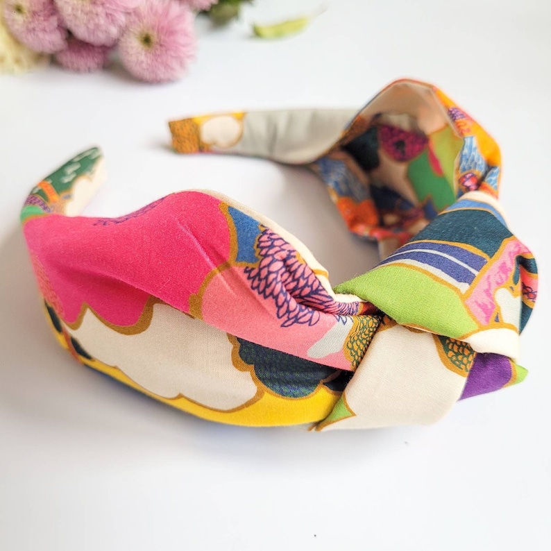 Knotted Liberty Fabric Headband: Tana Lawn Alice Band Wide headband Bright Hairband image 2