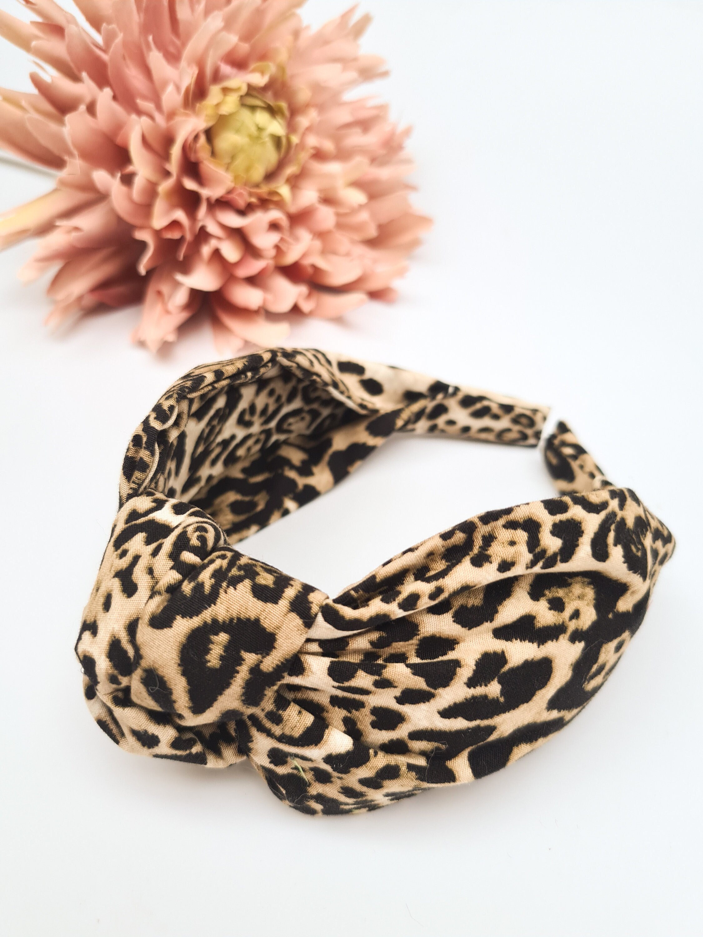517. The Brooke Shade Leopard Denim High Knot Topknot MONICA Satin Leopard Print Tie Top (Camel) | Women main image 2