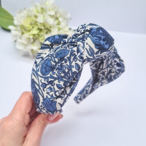 Blue William Morris Knot Headband: Lodden Cotton Alice Band